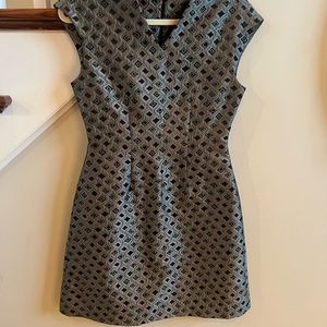 Nwt Josie Natori Ornamental Jacquard Dress green brown sz 2